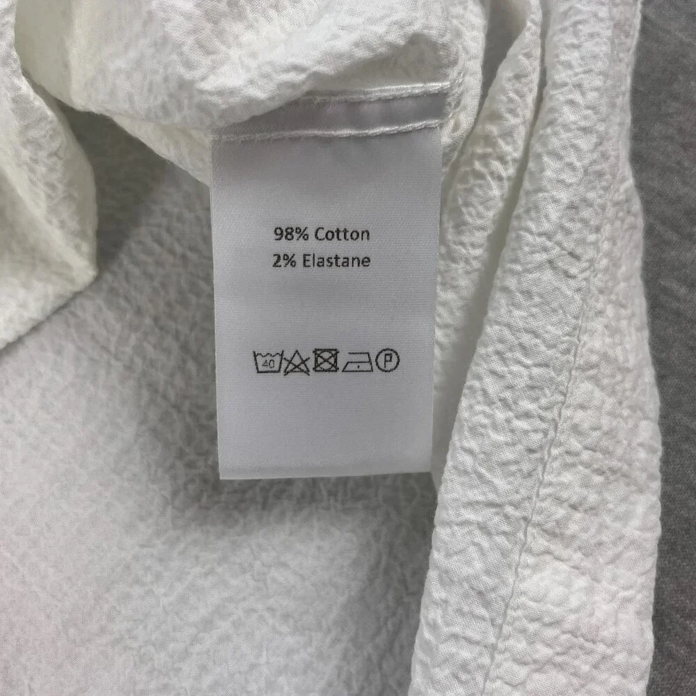 Todd Snyder Portuguese Seersucker Camp Shirt Men L White Loop Collar Long Sleeve - Picture 7 of 15